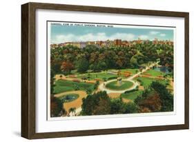 Boston, Massachusetts - Aerial View of the Public Gardens No. 2-Lantern Press-Framed Art Print