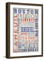 Boston, Massachusetts - Barnwood Typography-Lantern Press-Framed Art Print