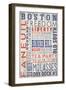 Boston, Massachusetts - Barnwood Typography-Lantern Press-Framed Art Print
