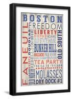 Boston, Massachusetts - Barnwood Typography-Lantern Press-Framed Art Print