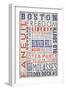 Boston, Massachusetts - Barnwood Typography-Lantern Press-Framed Art Print