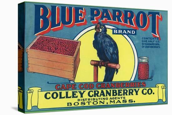 Boston, Massachusetts, Blue Parrot Brand Cape Cod Cranberry Label-Lantern Press-Stretched Canvas