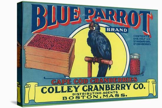 Boston, Massachusetts, Blue Parrot Brand Cape Cod Cranberry Label-Lantern Press-Stretched Canvas
