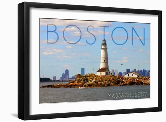 Boston, Massachusetts - Boston Light (#2)-Lantern Press-Framed Art Print