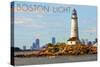 Boston, Massachusetts - Boston Light-Lantern Press-Stretched Canvas