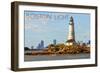 Boston, Massachusetts - Boston Light-Lantern Press-Framed Art Print