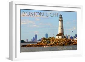 Boston, Massachusetts - Boston Light-Lantern Press-Framed Art Print