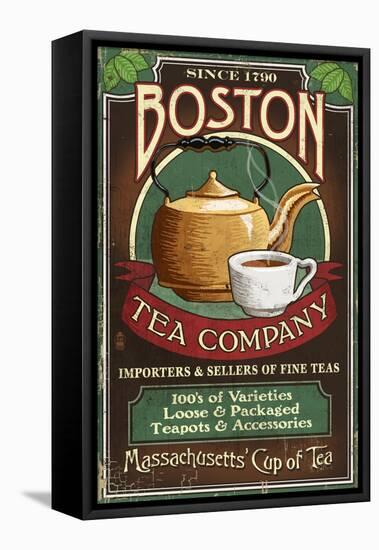 Boston, Massachusetts - Boston Tea-Lantern Press-Framed Stretched Canvas