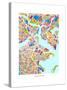 Boston Massachusetts City Street Map-Michael Tompsett-Stretched Canvas