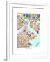 Boston Massachusetts City Street Map-Michael Tompsett-Framed Art Print