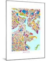Boston Massachusetts City Street Map-Michael Tompsett-Mounted Art Print
