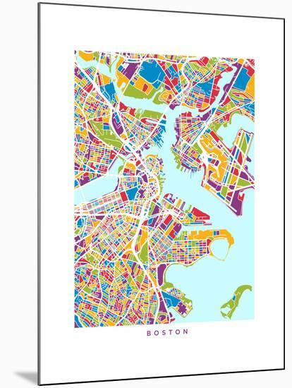 Boston Massachusetts City Street Map-Michael Tompsett-Mounted Art Print