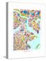 Boston Massachusetts City Street Map-Michael Tompsett-Stretched Canvas
