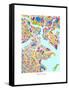 Boston Massachusetts City Street Map-Michael Tompsett-Framed Stretched Canvas