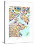 Boston Massachusetts City Street Map-Michael Tompsett-Stretched Canvas