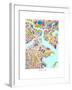 Boston Massachusetts City Street Map-Michael Tompsett-Framed Art Print