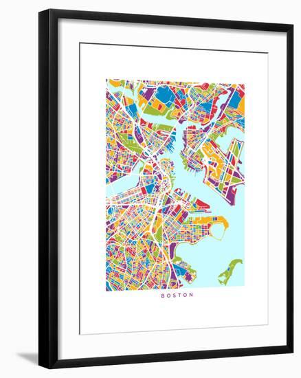 Boston Massachusetts City Street Map-Michael Tompsett-Framed Art Print