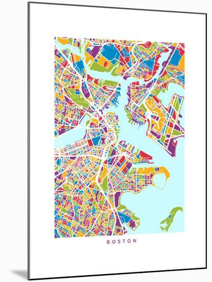 Boston Massachusetts City Street Map-Michael Tompsett-Mounted Art Print