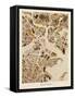 Boston Massachusetts City Street Map-Michael Tompsett-Framed Stretched Canvas