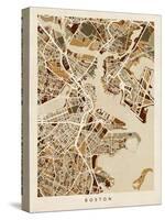 Boston Massachusetts City Street Map-Michael Tompsett-Stretched Canvas