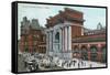 Boston, Massachusetts - Crowds Outside North Station-Lantern Press-Framed Stretched Canvas