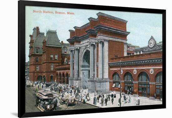 Boston, Massachusetts - Crowds Outside North Station-Lantern Press-Framed Art Print