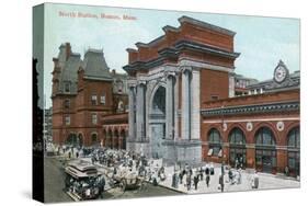 Boston, Massachusetts - Crowds Outside North Station-Lantern Press-Stretched Canvas