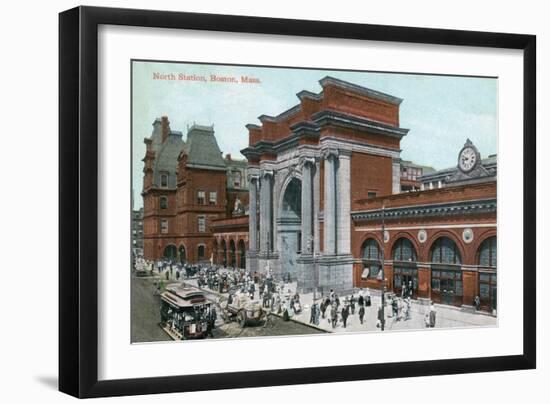 Boston, Massachusetts - Crowds Outside North Station-Lantern Press-Framed Art Print