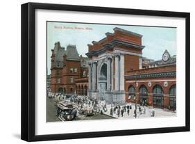 Boston, Massachusetts - Crowds Outside North Station-Lantern Press-Framed Art Print