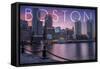 Boston, Massachusetts - Fan Pier at Sunset-Lantern Press-Framed Stretched Canvas