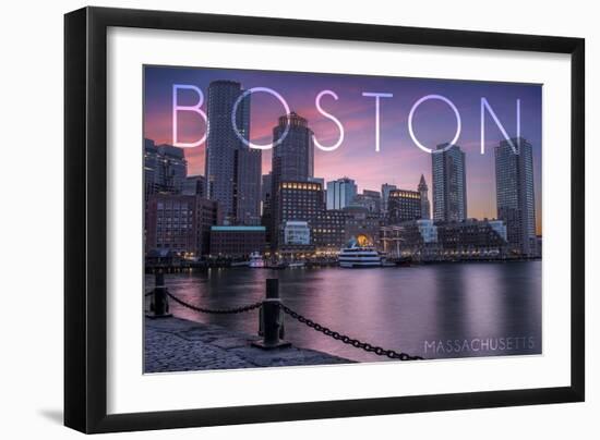 Boston, Massachusetts - Fan Pier at Sunset-Lantern Press-Framed Art Print