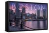 Boston, Massachusetts - Fan Pier at Sunset-Lantern Press-Framed Stretched Canvas