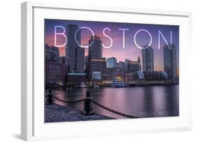 Boston, Massachusetts - Fan Pier at Sunset-Lantern Press-Framed Art Print