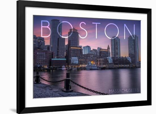 Boston, Massachusetts - Fan Pier at Sunset-Lantern Press-Framed Premium Giclee Print