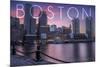 Boston, Massachusetts - Fan Pier at Sunset-Lantern Press-Mounted Premium Giclee Print