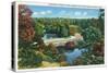 Boston, Massachusetts - Franklin Park Panoramic View of Duck Pond and Bridge, c.1935-Lantern Press-Stretched Canvas