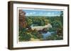 Boston, Massachusetts - Franklin Park Panoramic View of Duck Pond and Bridge, c.1935-Lantern Press-Framed Art Print