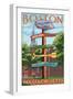 Boston, Massachusetts - Freedom Trail Sign Destinations-Lantern Press-Framed Art Print