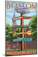 Boston, Massachusetts - Freedom Trail Sign Destinations-Lantern Press-Mounted Art Print