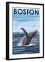 Boston, Massachusetts - Humpback Whale-Lantern Press-Framed Art Print