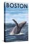 Boston, Massachusetts - Humpback Whale-Lantern Press-Stretched Canvas