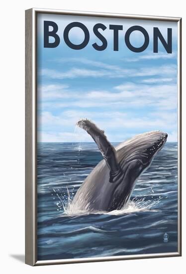 Boston, Massachusetts - Humpback Whale-Lantern Press-Framed Art Print