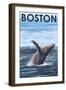 Boston, Massachusetts - Humpback Whale-Lantern Press-Framed Art Print