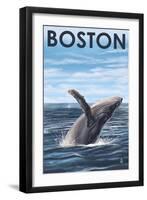 Boston, Massachusetts - Humpback Whale-Lantern Press-Framed Art Print