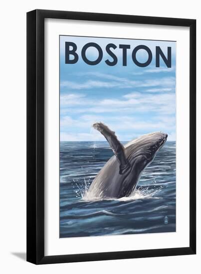 Boston, Massachusetts - Humpback Whale-Lantern Press-Framed Art Print