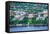 Boston Massachusetts Institute of Technology Campus with Trees and Lawn Aerial View with Charles Ri-Songquan Deng-Framed Stretched Canvas