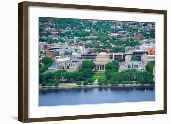 Boston Massachusetts Institute of Technology Campus with Trees and Lawn Aerial View with Charles Ri-Songquan Deng-Framed Photographic Print