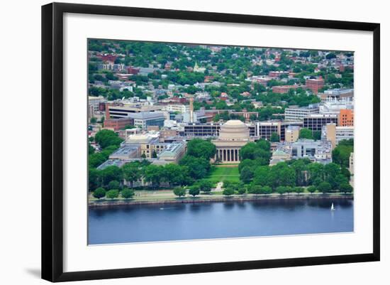 Boston Massachusetts Institute of Technology Campus with Trees and Lawn Aerial View with Charles Ri-Songquan Deng-Framed Photographic Print