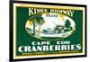 Boston, Massachusetts - Kings Highway Brand Cranberry Label-Lantern Press-Framed Art Print