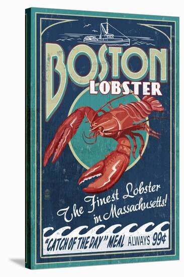 Boston, Massachusetts - Lobster-Lantern Press-Stretched Canvas